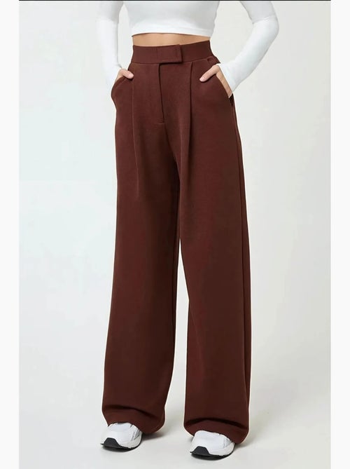 Pantalon palazzo taille haute en crêpe élastique hiccup - Kiabi Pantalon palazzo taille haute en crêpe élastique hiccup - Kiabi