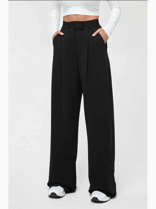 Pantalon palazzo taille haute en crêpe élastique hiccup - Kiabi Pantalon palazzo taille haute en crêpe élastique hiccup - Kiabi