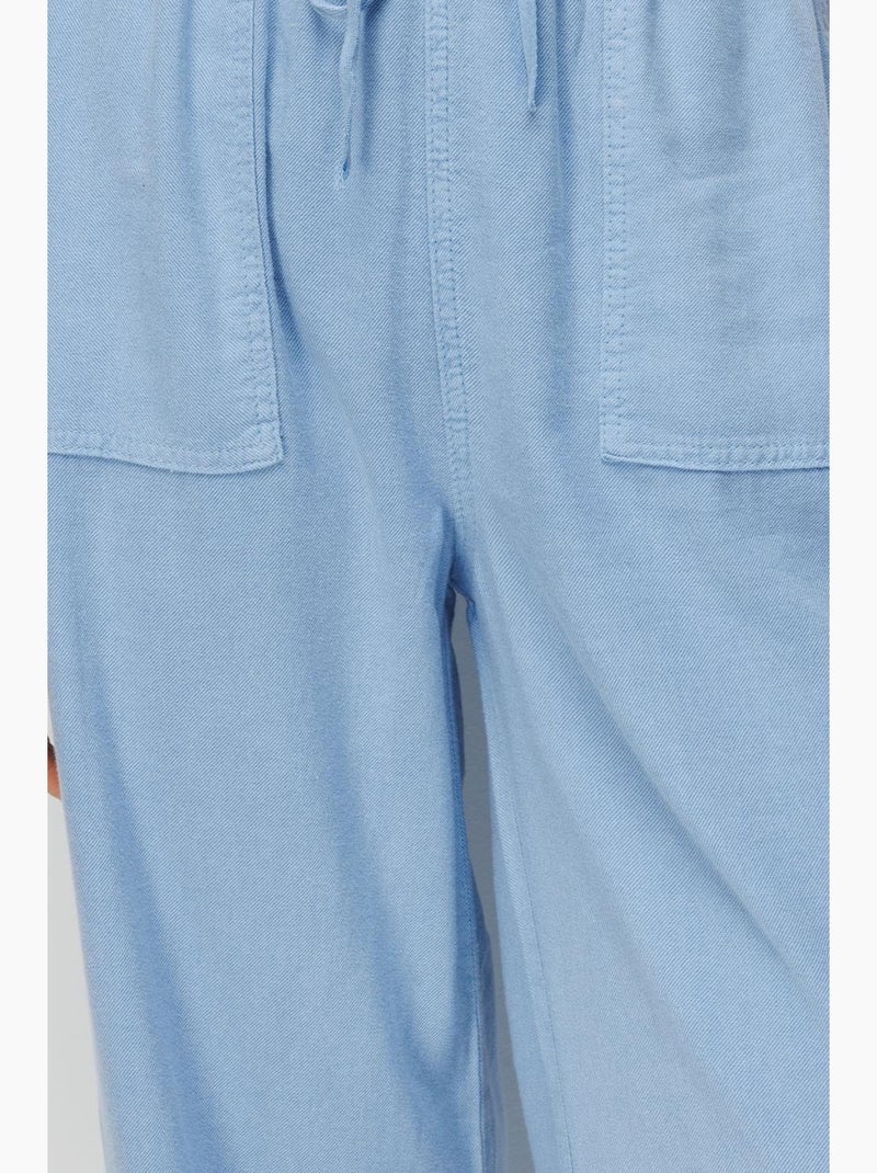 Pantalon palazzo taille haute et jambes larges avec cordon de serrage à la taille mixray Bleu ciel - Kiabi