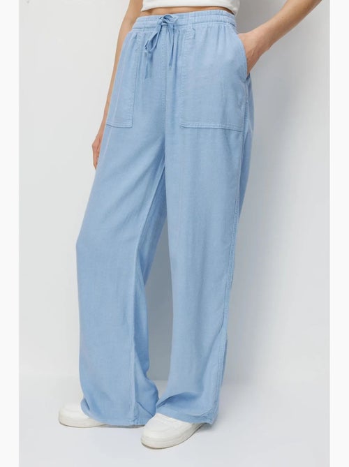 Pantalon palazzo taille haute et jambes larges avec cordon de serrage à la taille mixray - Kiabi Pantalon palazzo taille haute et jambes larges avec cordon de serrage à la taille mixray - Kiabi