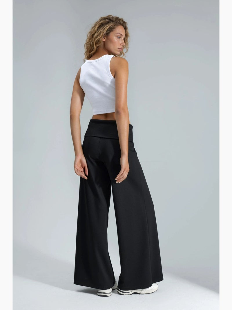 Pantalon palazzo taille haute hiccup Noir - Kiabi