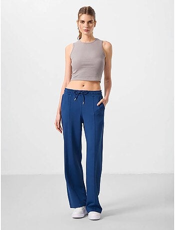 Pantalon palazzo texturé à jambes larges avec cordon de serrage à la taille tommy