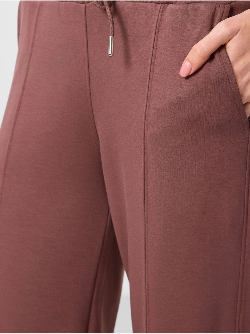 Pantalon palazzo texturé à jambes larges avec cordon de serrage à la taille tommy Marron - Kiabi