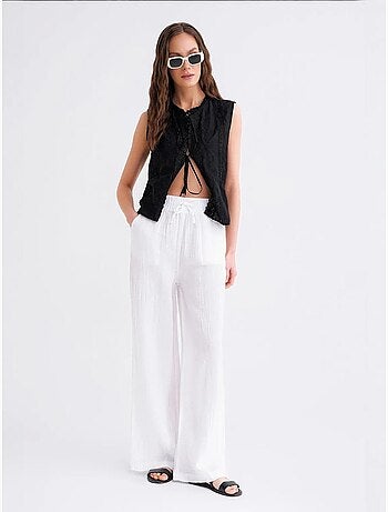 Pantalon palazzo texturé taille haute mixray