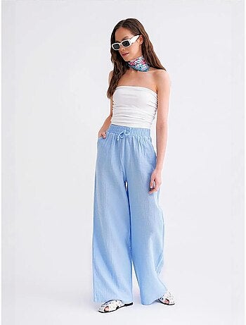 Pantalon palazzo texturé taille haute mixray