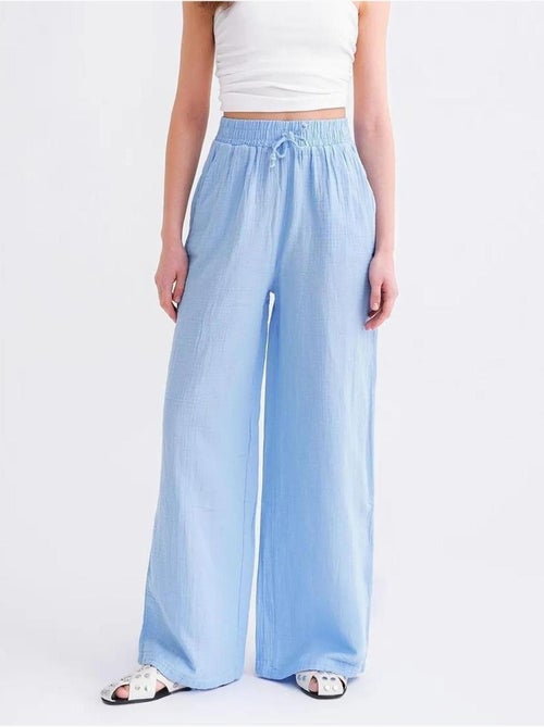 Pantalon palazzo texturé taille haute mixray - Kiabi Pantalon palazzo texturé taille haute mixray - Kiabi