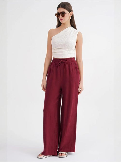 Pantalon palazzo texturé taille haute mixray - Kiabi Pantalon palazzo texturé taille haute mixray - Kiabi