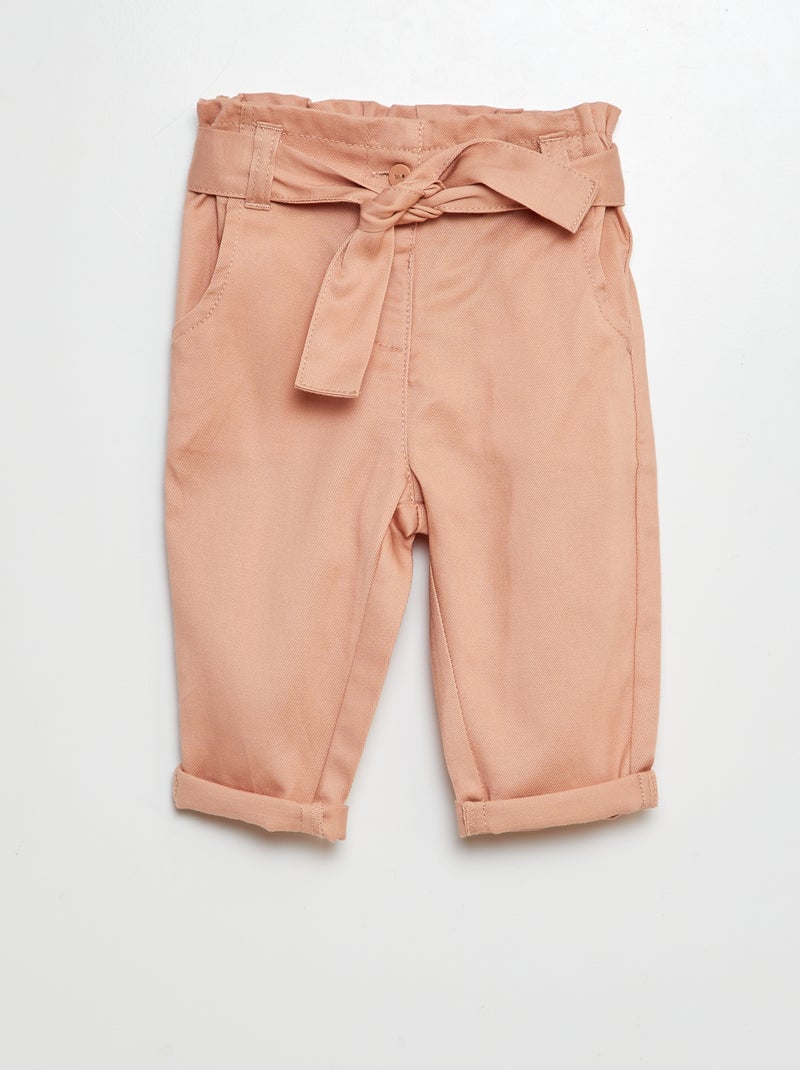 Pantalon paperbag avec taille ajustable Rose clair - Kiabi