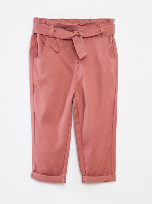 Pantalon paperbag avec taille ajustable - Kiabi