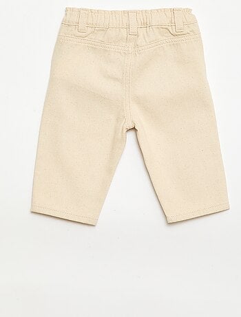 Pantalon paperbag brodé all-over en twill de coton