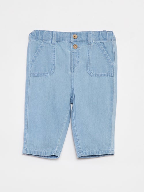 Pantalon paperbag en denim - Kiabi