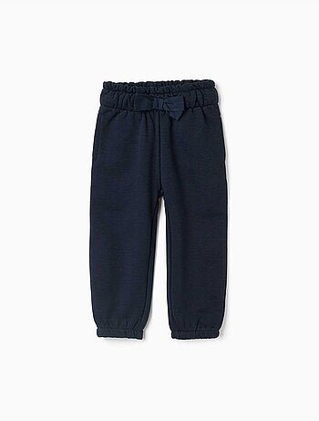 Pantalon paperbag en molleton avec nœud décoratif