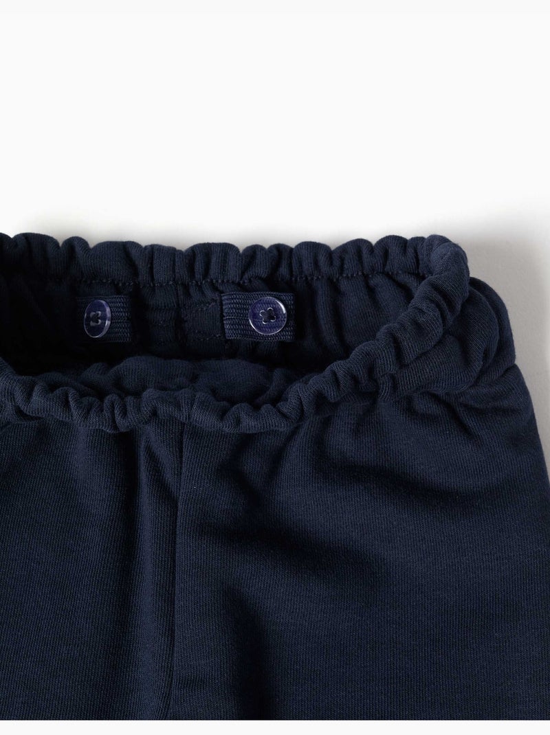 Pantalon paperbag en molleton avec nœud décoratif Bleu foncé - Kiabi