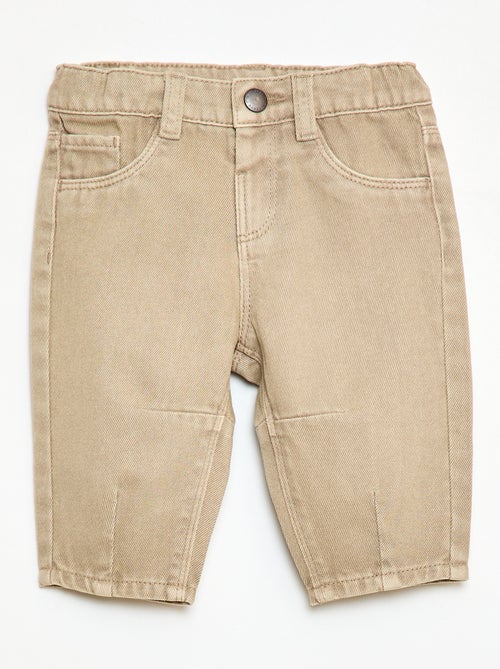 Pantalon paperbag en twill de coton - Kiabi