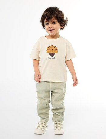 Pantalon paperbag en twill de coton