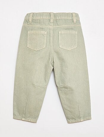 Pantalon paperbag en twill de coton