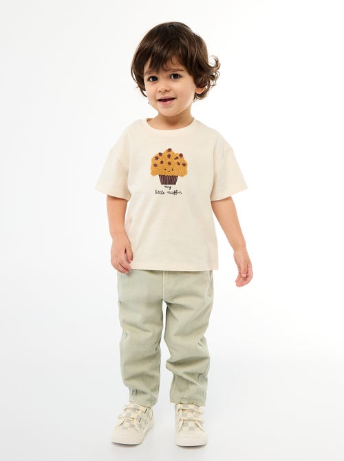 Pantalon paperbag en twill de coton - Kiabi