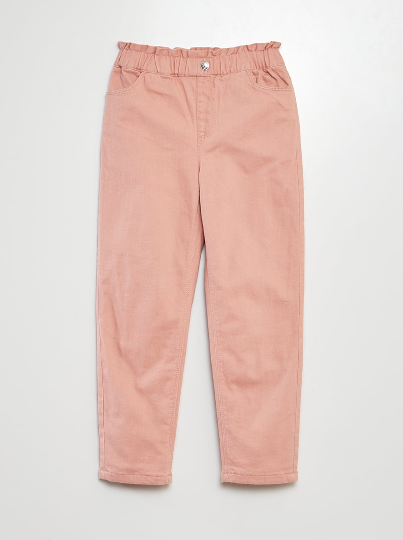 Pantalon paperbag en twill Rose - Kiabi