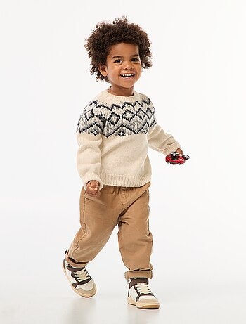 Pantalon paperbag en velours côtelé