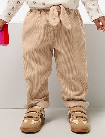 Pantalon paperbag en velours côtelé