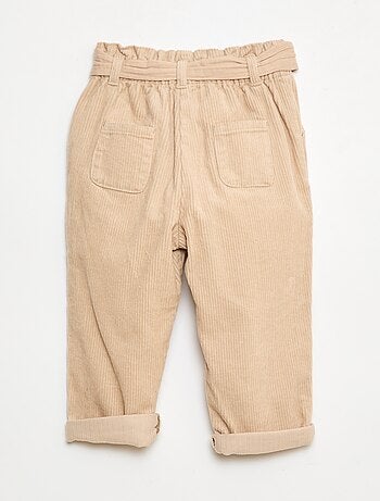 Pantalon paperbag en velours côtelé