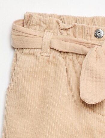 Pantalon paperbag en velours côtelé