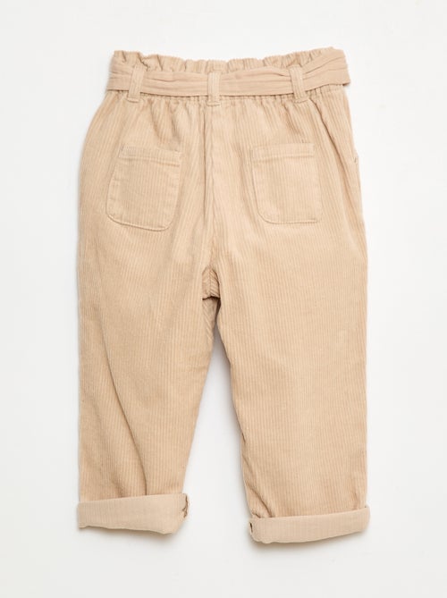 Pantalon paperbag en velours côtelé - Kiabi