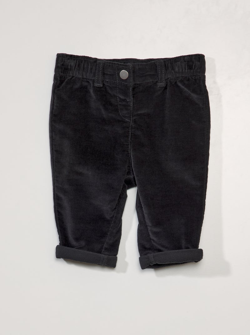 Pantalon paperbag en velours côtelé Noir - Kiabi