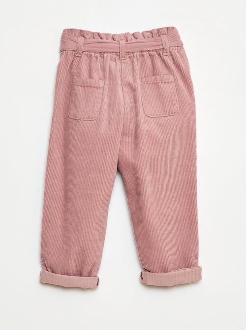 Pantalon paperbag en velours côtelé - Kiabi