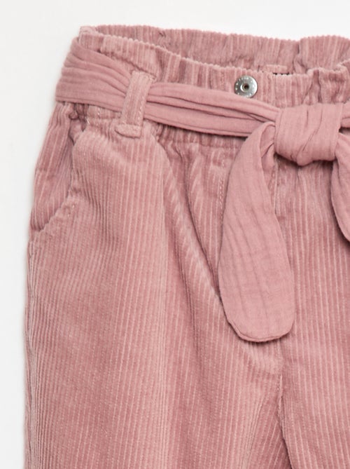 Pantalon paperbag en velours côtelé - Kiabi