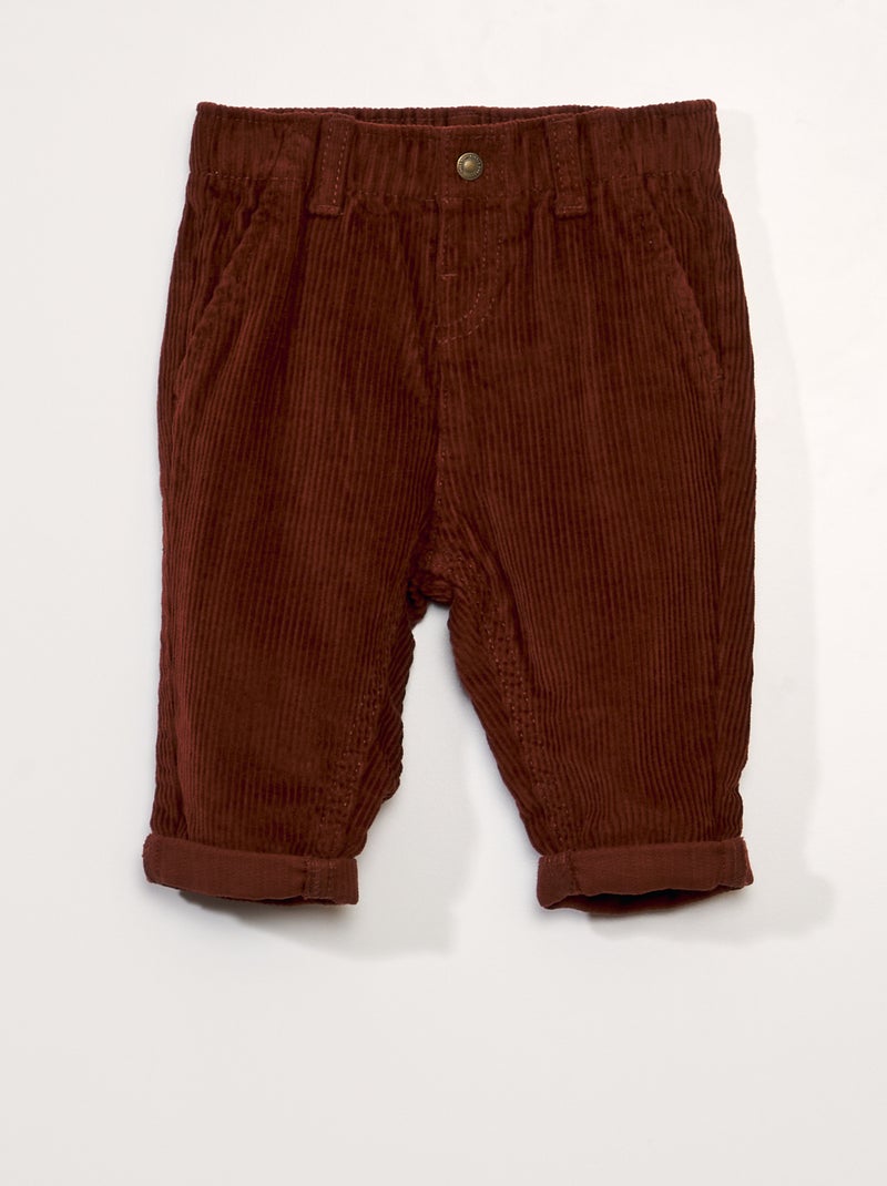 Pantalon paperbag en velours Terracotta - Kiabi