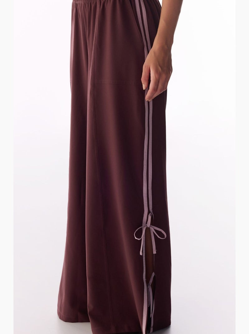 Pantalon parachute large avec détail ruban penti Rouge bordeaux - Kiabi