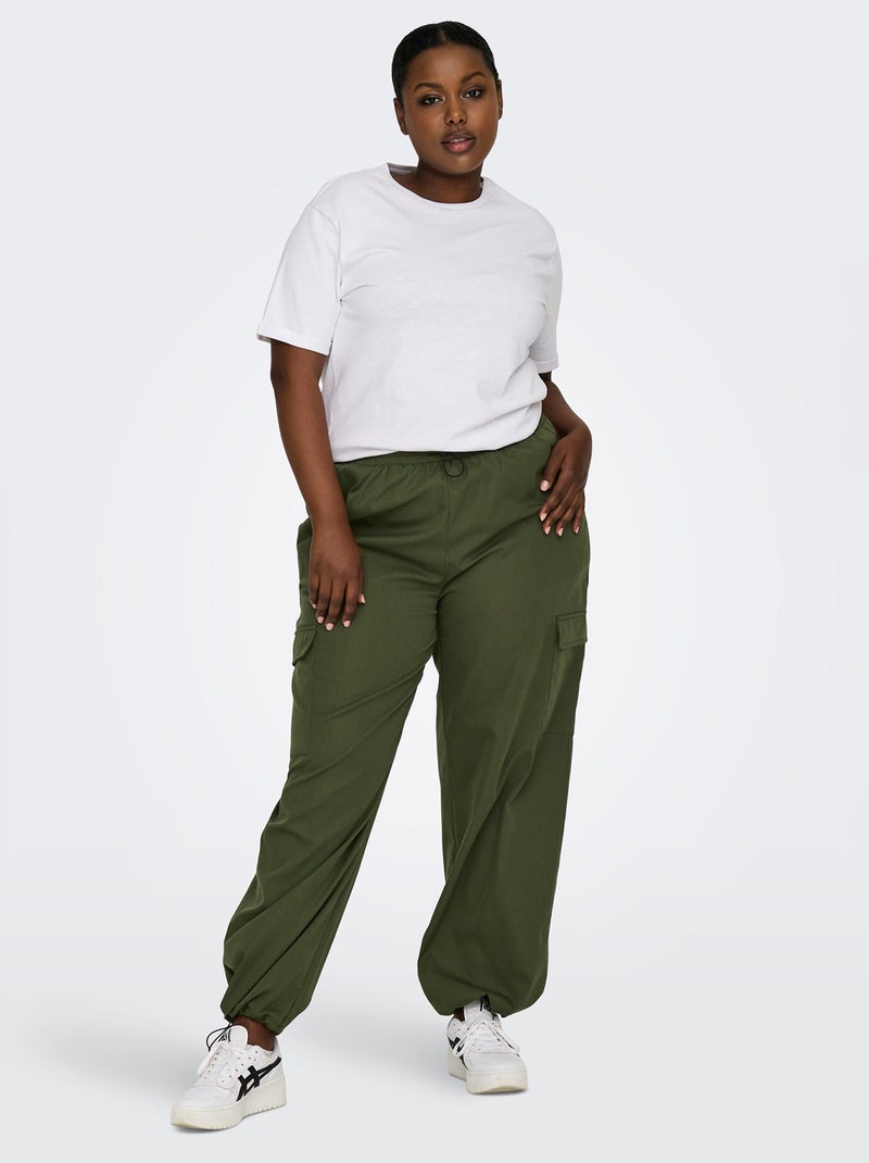 Pantalon parachute 'Only Carmakoma' Kaki - Kiabi