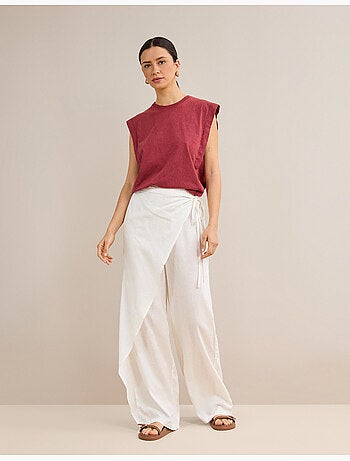 Pantalon pareo en lin, mo fashion