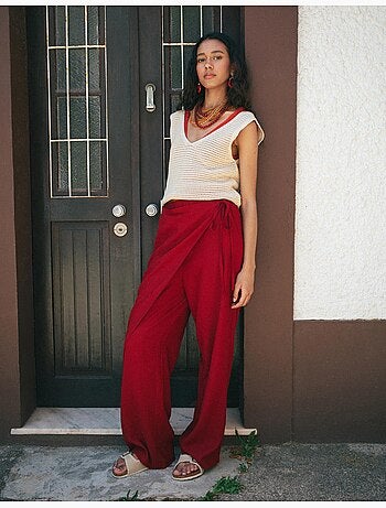 Pantalon pareo en lin, mo fashion