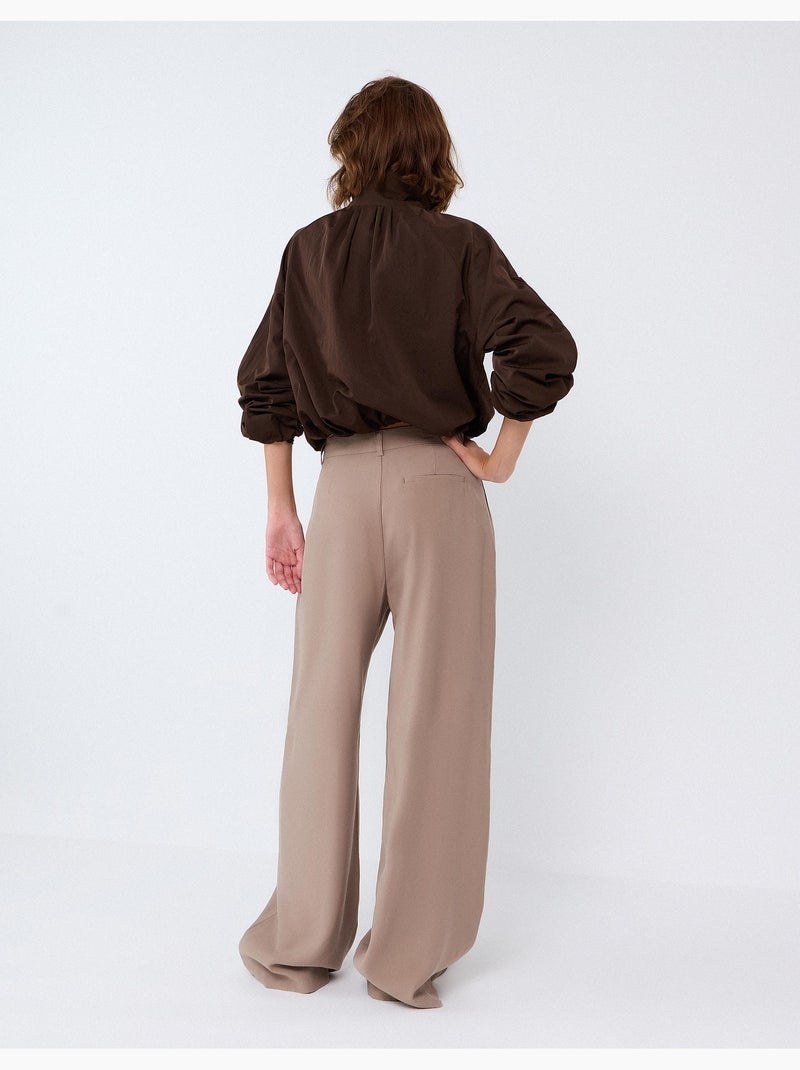 Pantalon plissé élégant, mo fashion Beige - Kiabi