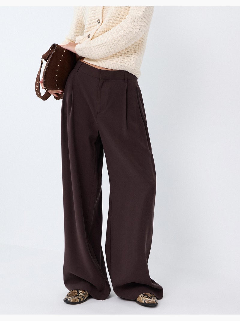 Pantalon plissé élégant, mo fashion Marron - Kiabi