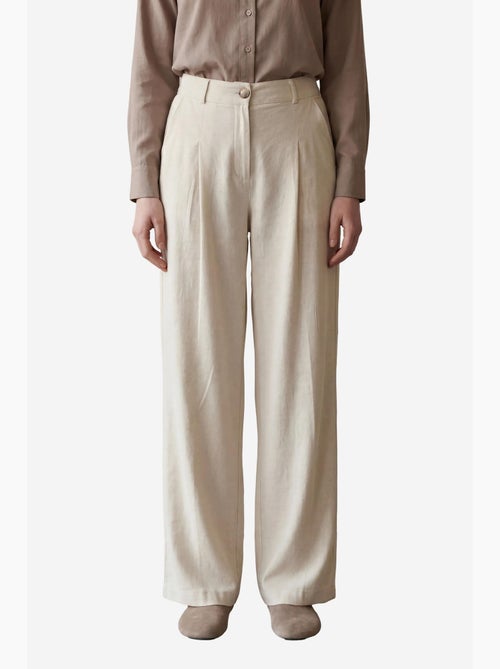 Pantalon plissé taille haute à jambes larges my fashion - Kiabi Pantalon plissé taille haute à jambes larges my fashion - Kiabi