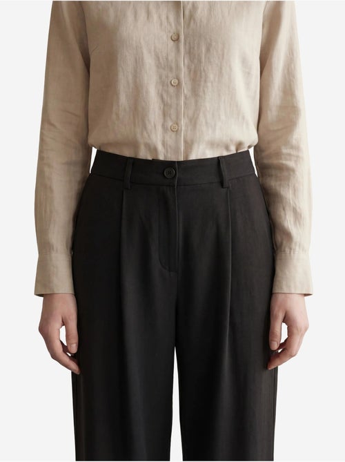 Pantalon plissé taille haute à jambes larges my fashion - Kiabi Pantalon plissé taille haute à jambes larges my fashion - Kiabi