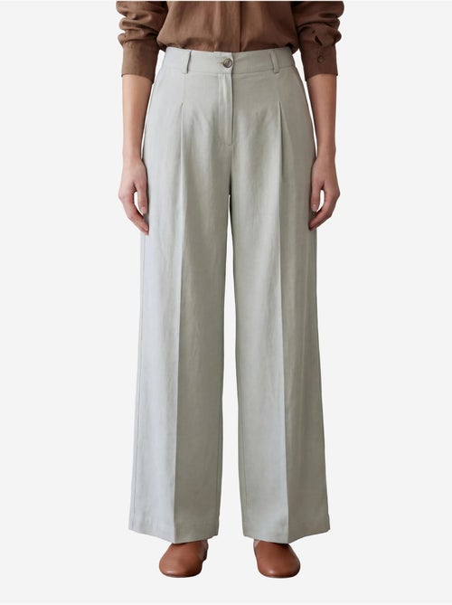 Pantalon plissé taille haute à jambes larges my fashion - Kiabi Pantalon plissé taille haute à jambes larges my fashion - Kiabi