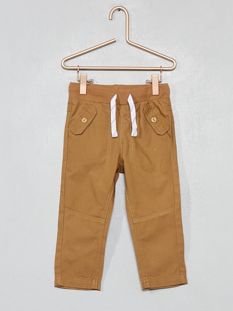 Pantalon poches boutonnées beige - Kiabi