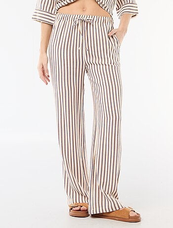 Pantalon large pour femme à taille élastiquée