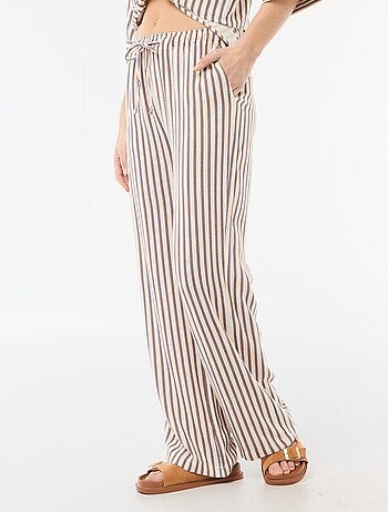 Pantalon large pour femme à taille élastiquée
