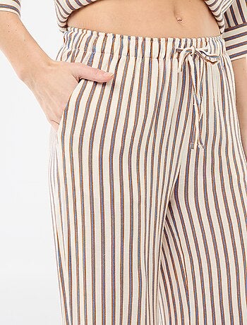 Pantalon large pour femme à taille élastiquée