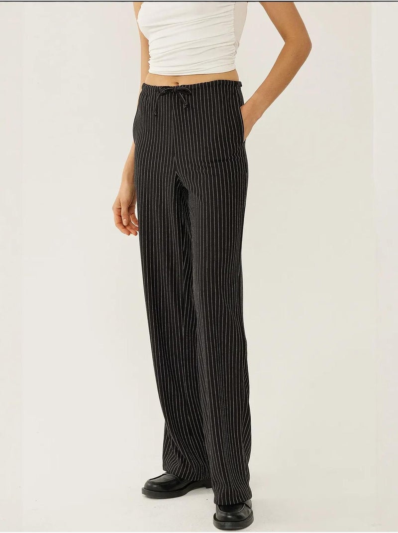 Pantalon rayé à taille élastique hiccup Noir - Kiabi