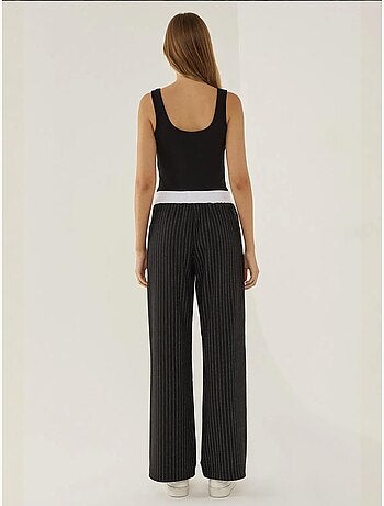 Pantalon rayé à taille élastique