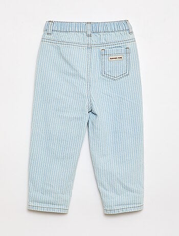 Pantalon rayé denim ajustable en coton