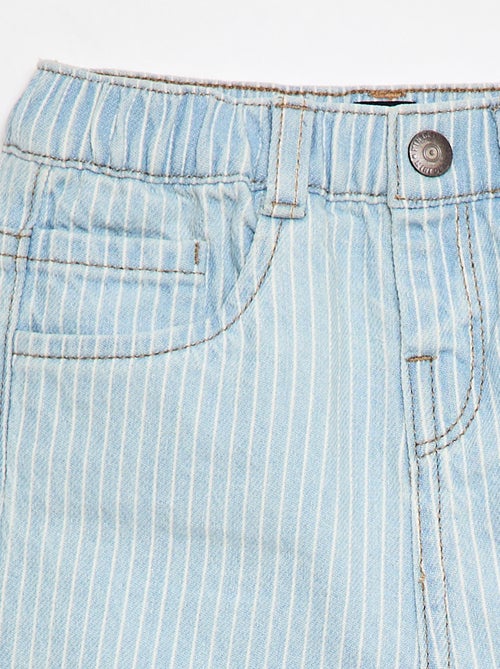 Pantalon rayé denim ajustable en coton - Kiabi