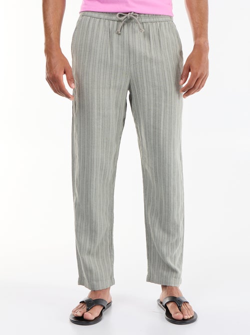 Pantalon rayé en lin mélangé - Kiabi Pantalon rayé en lin mélangé - Kiabi