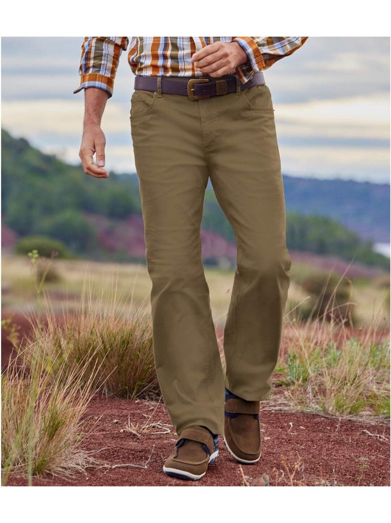 Pantalon regular à taille semi-élastiquée   - atlas for men Taupe - Kiabi